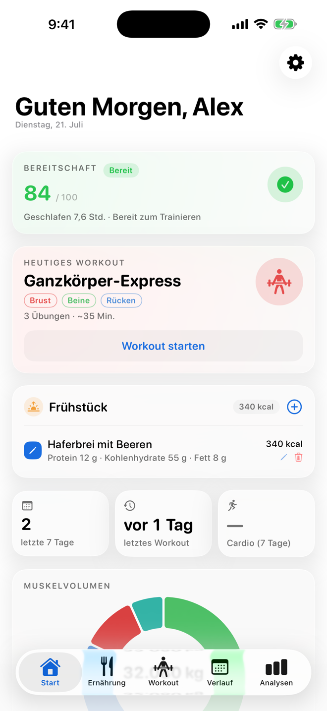Erfasse jeden Satz & jede Mahlzeit