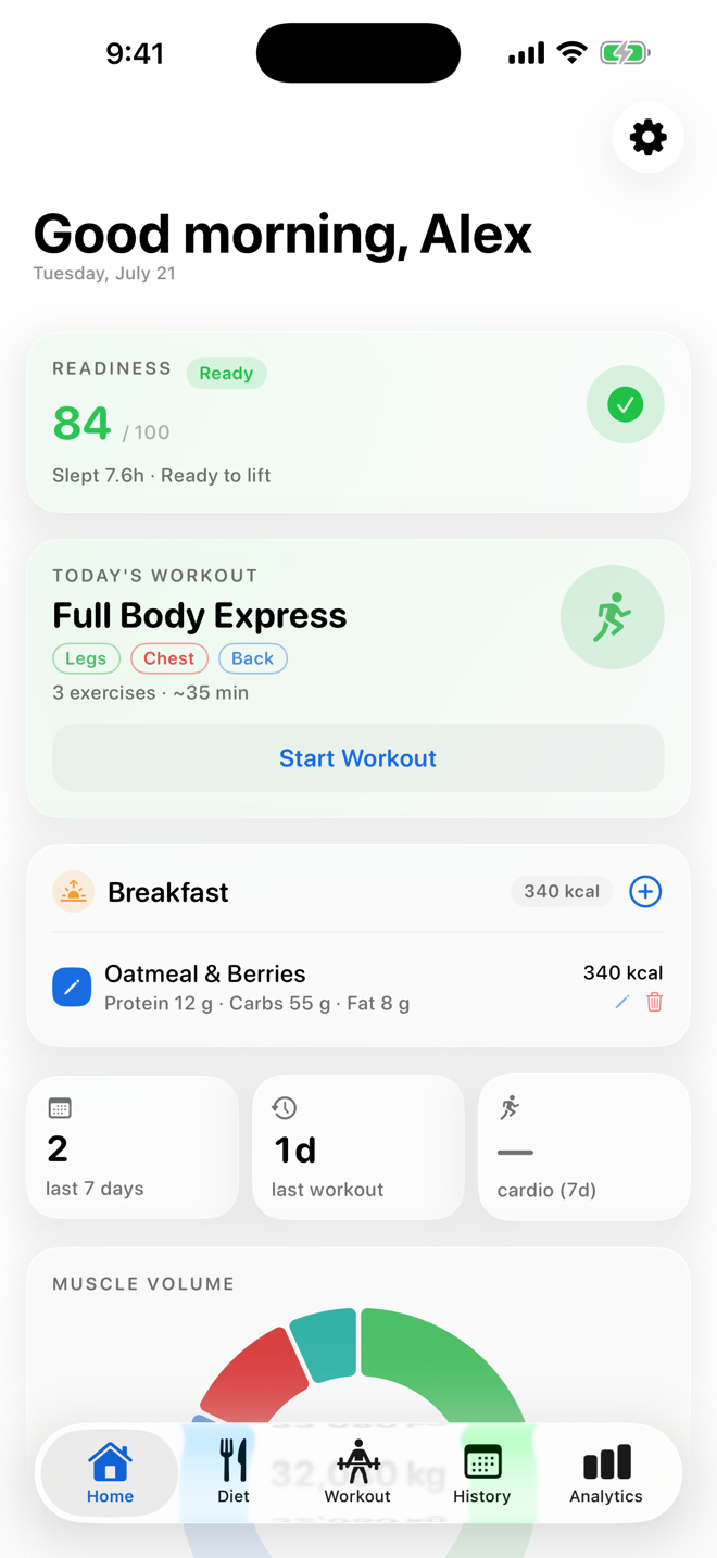 Log every lift & every meal