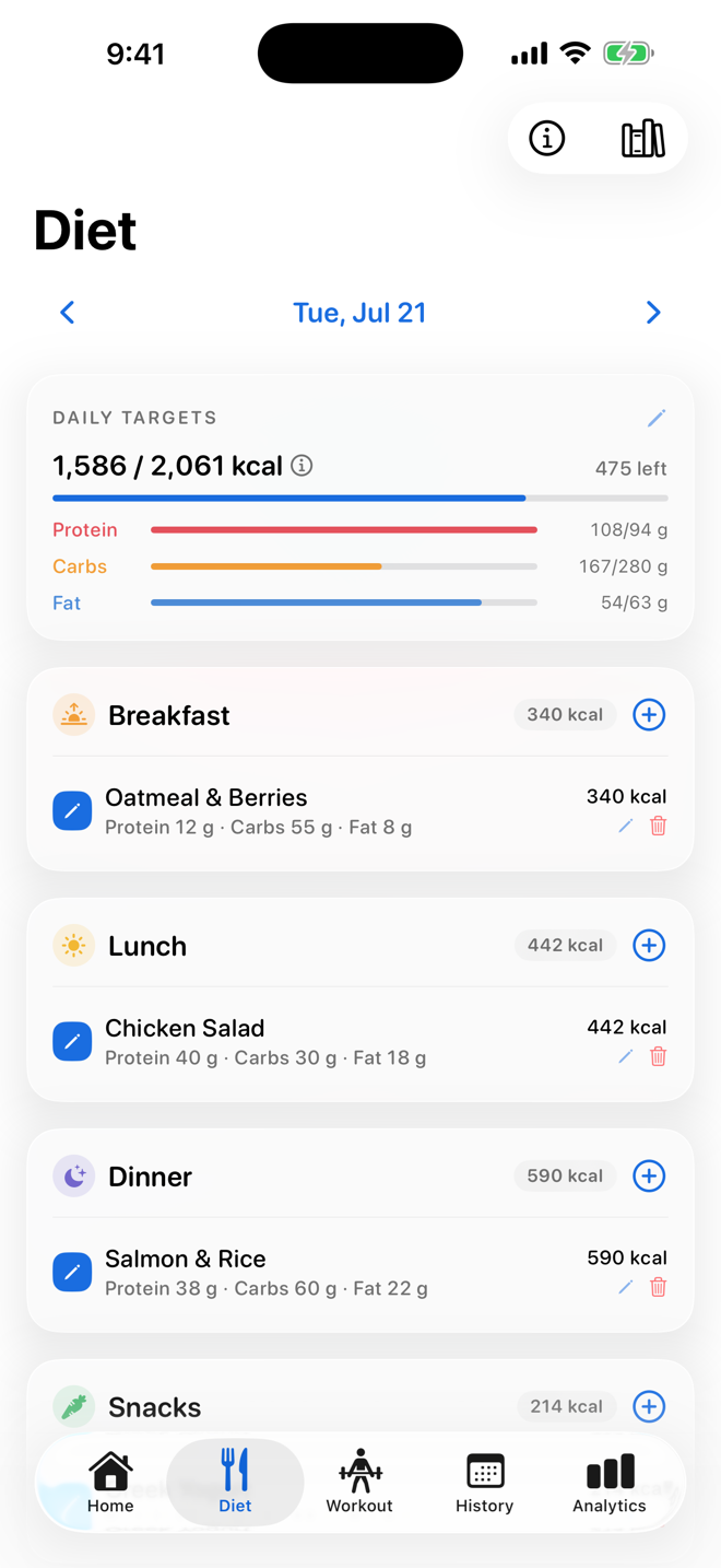 Track calories & macros