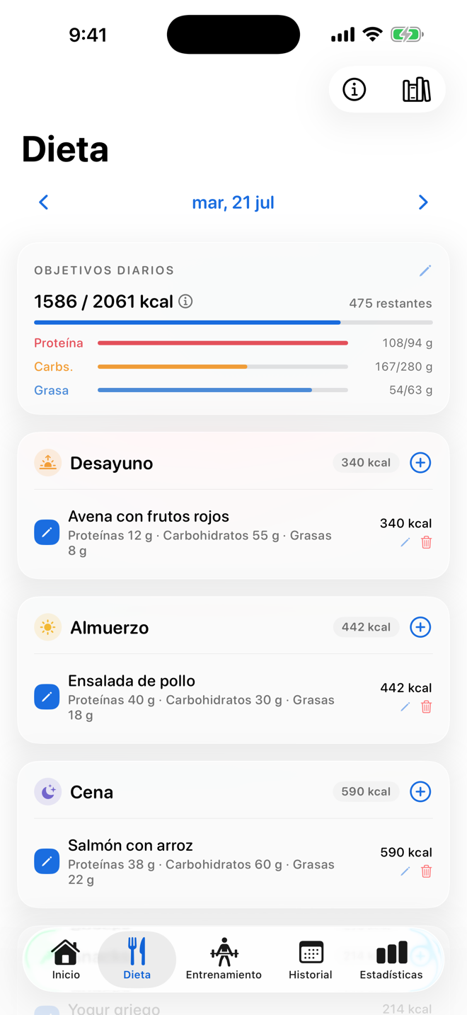 Controla calorías y macros