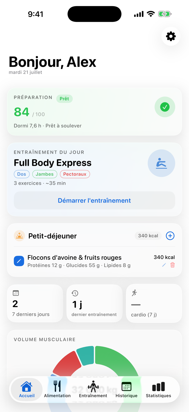 Note chaque série et chaque repas