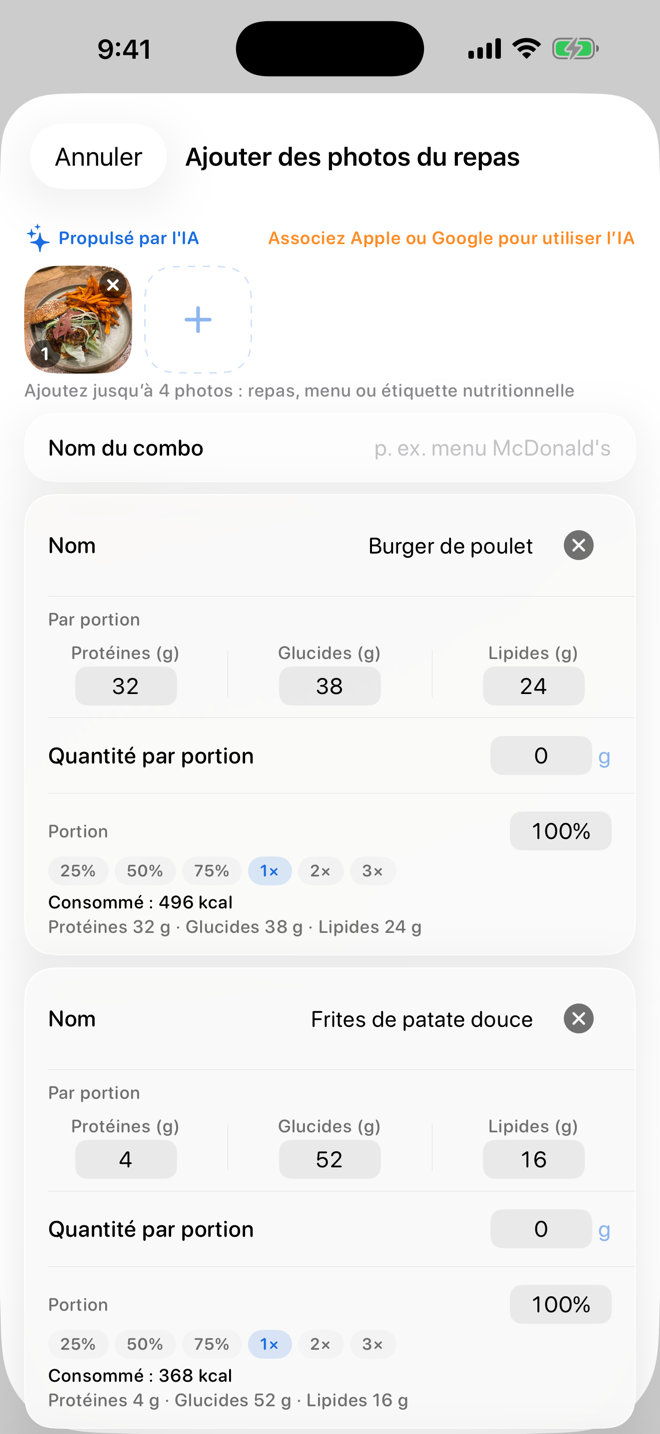 Photographiez un repas, l'IA l'enregistre